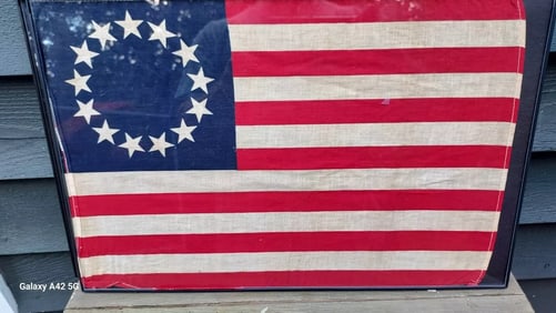 13 Star American Flag - parade flag 11 x 17" Betsy Ross 1926