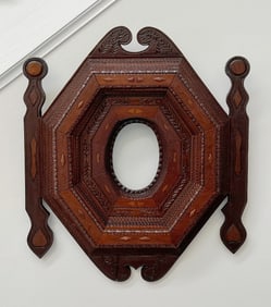 Tramp Art Frame w Hearts & Diamonds Inlay