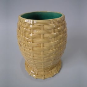 Mintons Majolica Basket weave vase