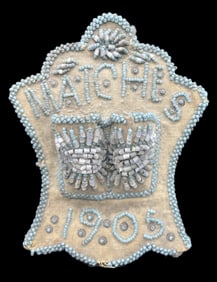 ANTIQUE 1905 NATIVE AMERICAN IROQUOIS BEADWORK WHIMSY BOX MATCH WALL POCKET