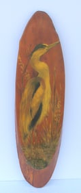 Vintage folk art Florida tourist painting of a Blue Heron.