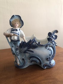 Flow Blue Figural Letter Holder