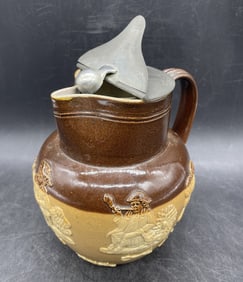 Antique DOULTON LAMBETH STONEWARE JAR Flip Lid