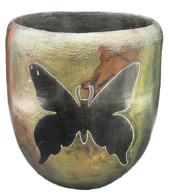 SIGNED HAROLD LONG CHEROKEE POTTERY RAKU