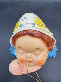 VINTAGE 40S ERA CHALKWARE DUTCH GIRL STRING HOLDER