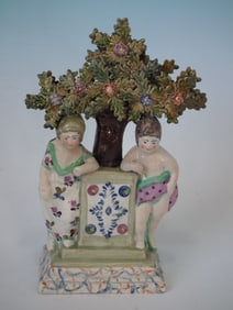 Staffordshire Pearlware Children & bocage figure