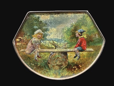 GRAY DUNN SEE SAW ROCKING HORSE BISCUIT TIN C1902