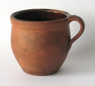 Antique Pennsylvania redware apple butter crock.