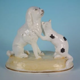 Alcock Staffordshire dog & cat figure