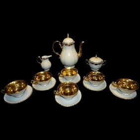 Antique Konigl Pr Tettau Bavarian Tea Set 22kt Gold Accents