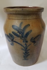 Unusual Cleveland Ohio decorated stoneware jar