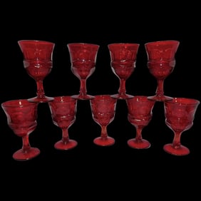 Fostoria Argus Ruby Red Footed Water Goblets