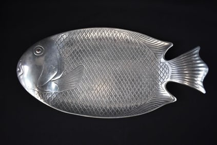 Vintage Arthur Court Huge Fish Platter with Carnelian Eye - 24" Long ~ RARE