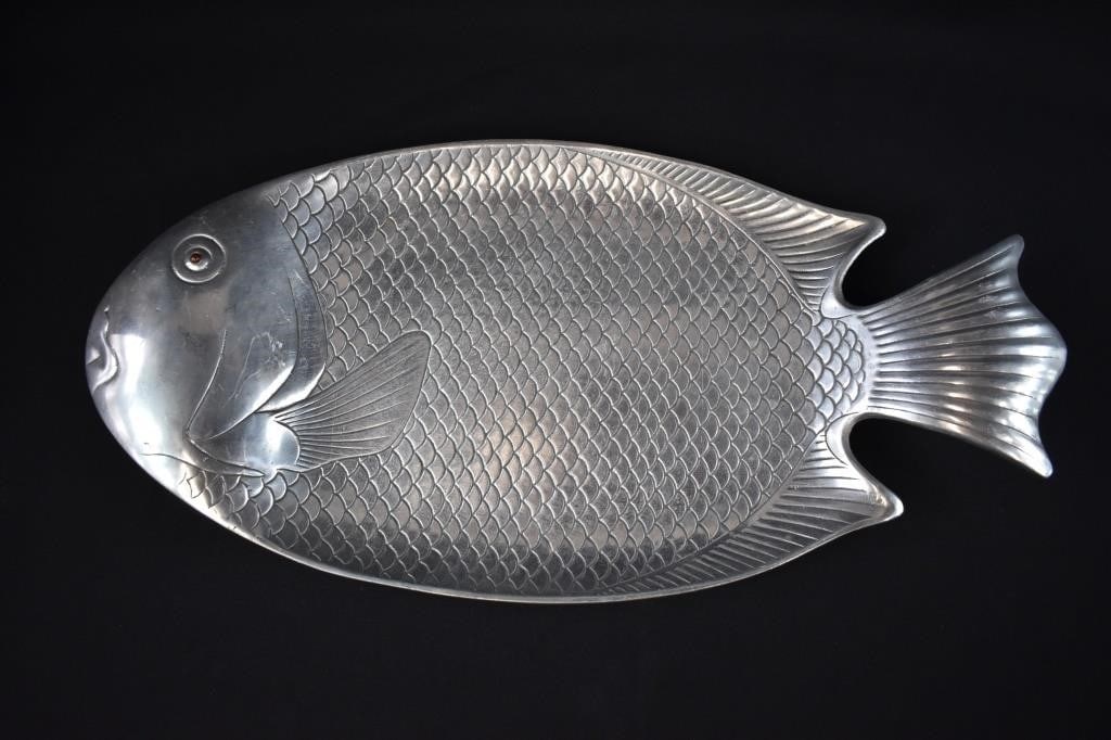 Vintage Arthur Court Huge Fish Platter with Carnelian Eye - 24" Long ~ RARE (1 of 6)