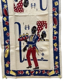 Vintage Black Americana Dish Towel Butler & Lady in Window