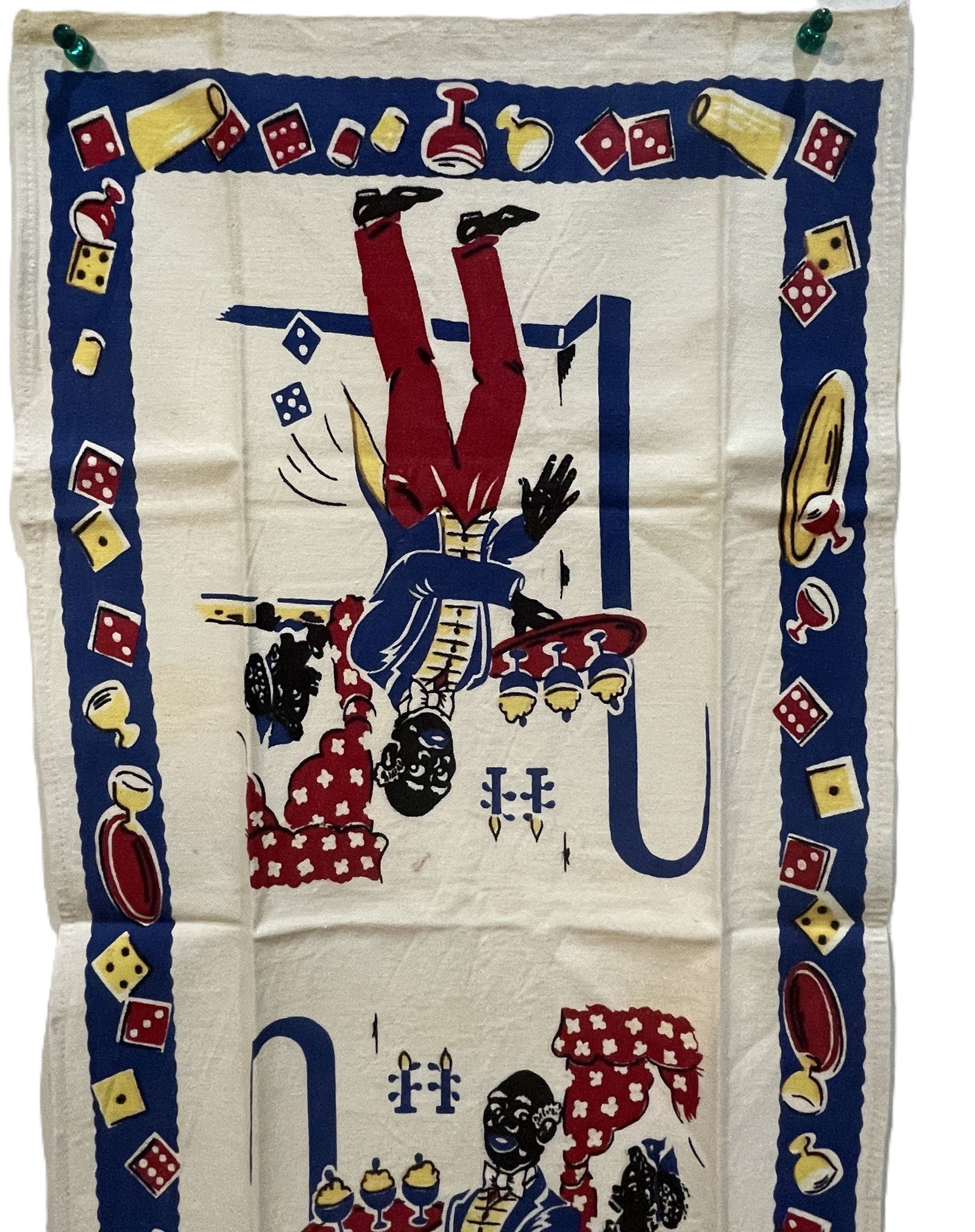 Vintage Black Americana Dish Towel Butler & Lady in Window (1 of 8)