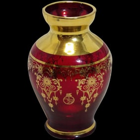 Vintage Ferro & Lazzarini Italian Murano Art Glass Red Vase
