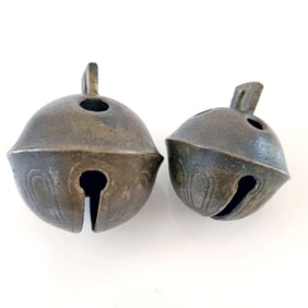 Late 19th Century Brass Sleigh Bells set of Two #9 & #12