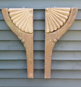 antique ornate wooden wood pediment carve Carved Fan Corbels