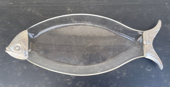 MCM Lucite & Metal Fish Platter