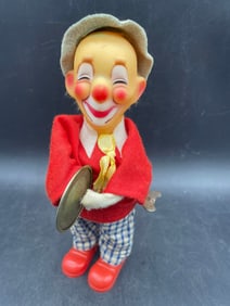 VINTAGE WIND-UP Cymbal Playing CLOWN TOY Japan