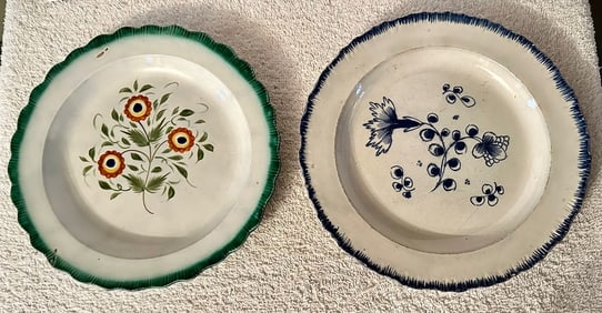 2 Shell Edge (Leeds) 8” Plates Floral Centers