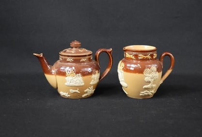 Royal Doulton Lambeth Stoneware Harvest Time Teapot & Creamer
