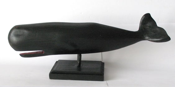 Antique folk art carved Sperm whale from Cape Cod.