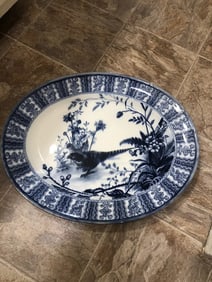 English Flow Blue Game Bird Platter