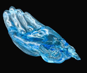 DEGENHART GLASS RING & JEWELRY DISH OPEN HAND, Flower