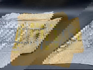 Vintage 1930s Grooming Set Travel Kit 15 Piece Ivory Bakelite Leather Case