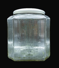 VINTAGE GENERAL STORE METAL LIDDED CANDY JAR