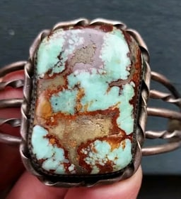 Antique turquoise royston turquoise bracelet signed Navajo