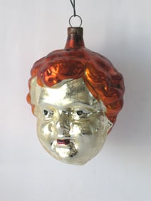 Antique mercury glass Child's head Christmas ornament.