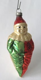 Antique mercury glass Clown Christmas ornament.