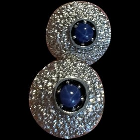 Vintage Mens Silver Fashion Linde Star Sapphire Cufflinks