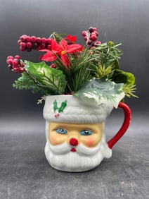 Santa Mug with Floral Décor Christmas