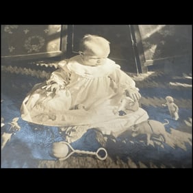 Antique original photo of Baby with toys