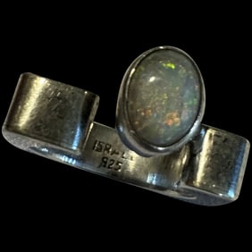Vintage cubist sterling .925 Silver Israel Opal Ring
