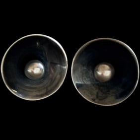 Taxco Mexico RVC Eagle Mens Cufflinks, Vintage 1940s Jewelry, Modernist Abstract Sterling Silver