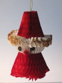Antique crape Santa Clause Christmas tree ornament.