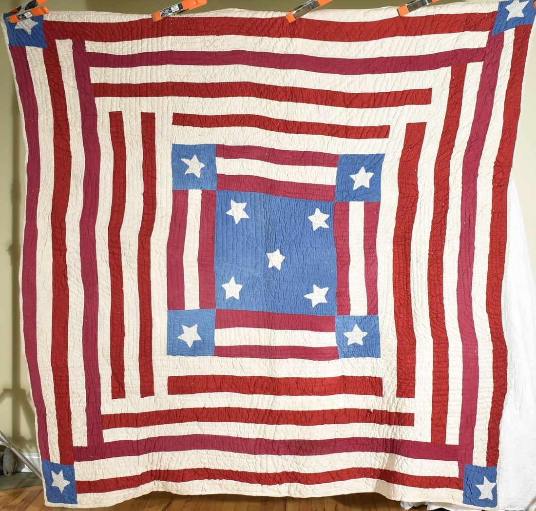 Rare Patriotic African American Stars & Stripes Quilt (1 of 10)