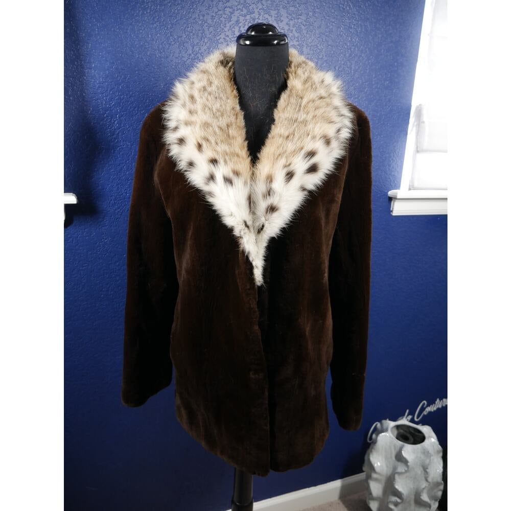 Gorgeous Sheared Female Mink & Spotted Lynx Fur Coat Jacket (1 of 6)