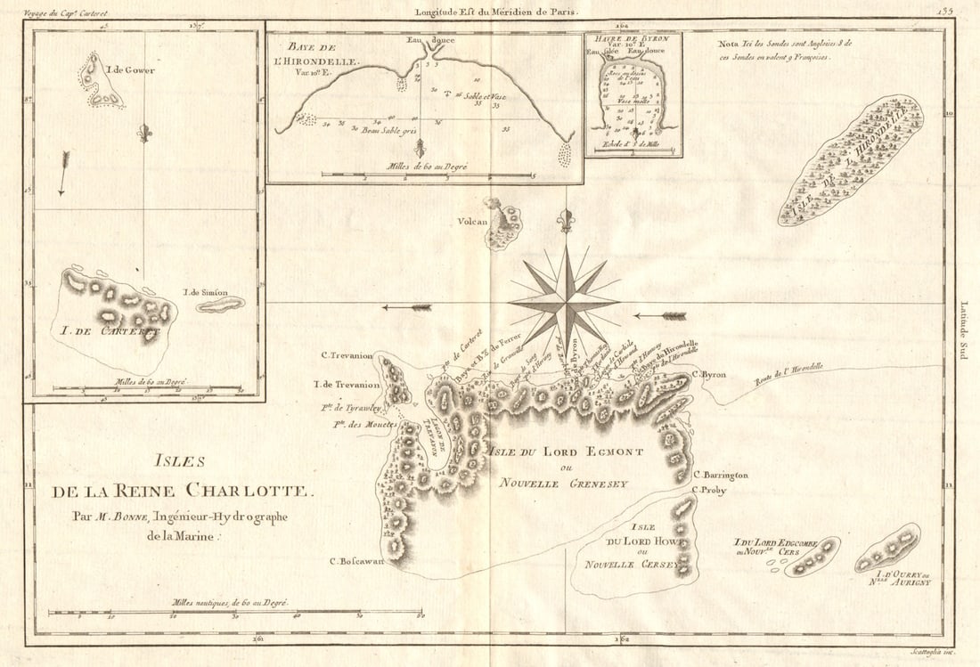 Isles de la Reine Charlotte. Nendo, Santa Cruz, Solomon Islands. BONNE 1790 map (1 of 1)