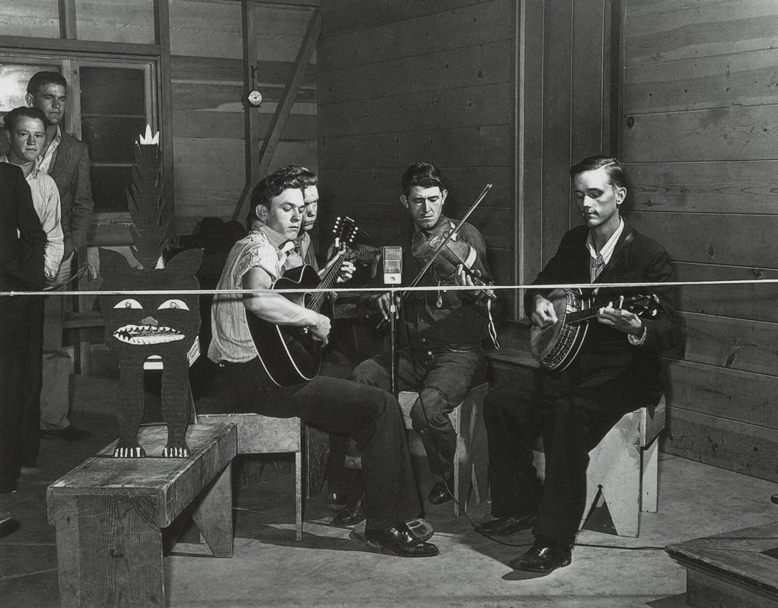 ARTHUR ROTHSTEIN - Saturday Night String Band, 1940: Artist: Arthur Rothstein Title: Saturday Night String Band with Kitty, 1940 Medium: Photo Litho, 2002, China Dimensions: 7.15x5.6" Description: Heat Wax Mounted on 8.5x11" Conservation Board Artist Bi