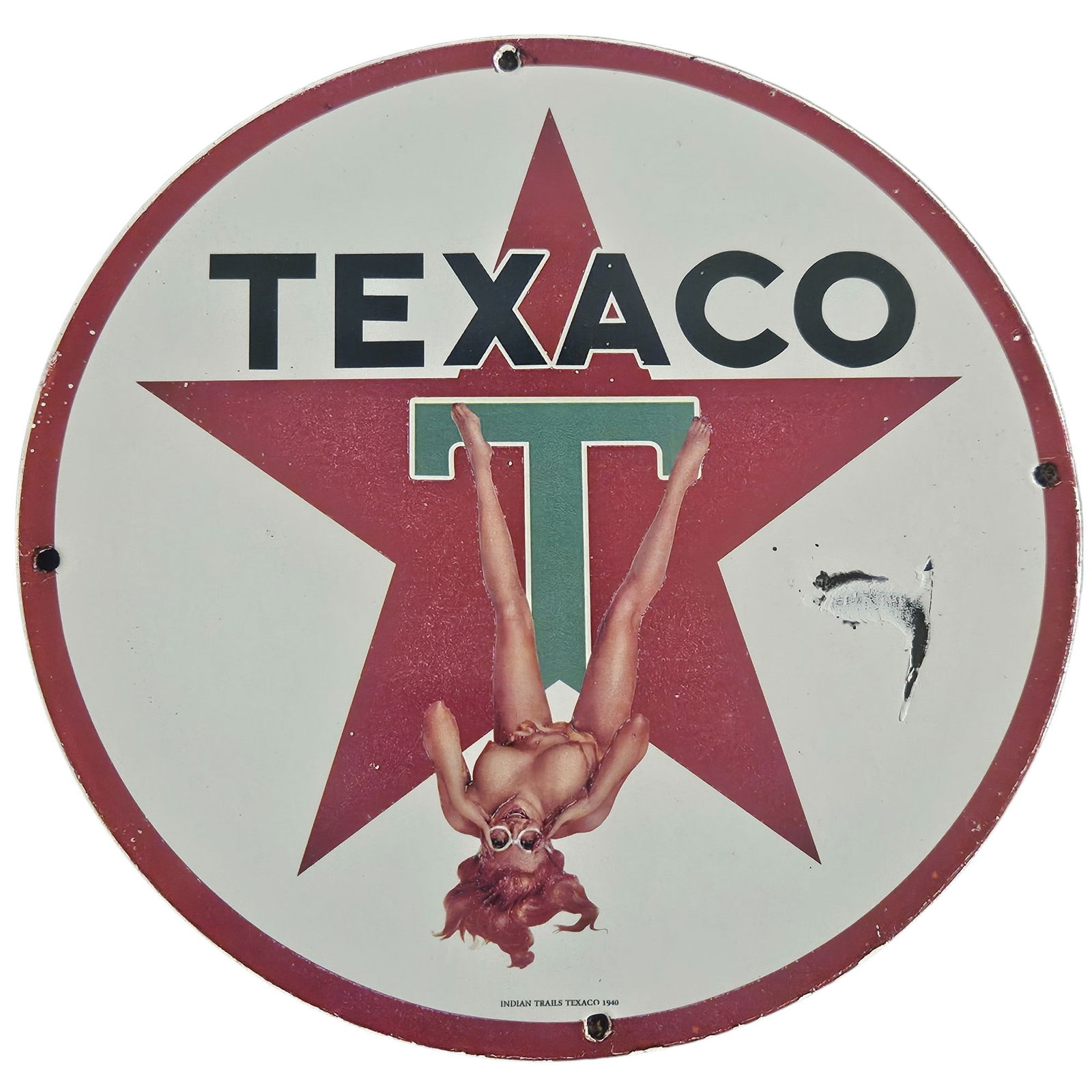 Rare Vintage Texaco Porcelain Sign with Iconic Star and Cheerleader Design (1 of 2)