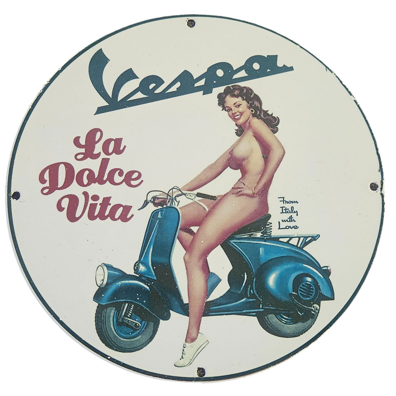 Vintage Vespa Porcelain Sign - La Dolce Vita - Nostalgic Italian Culture (1 of 2)