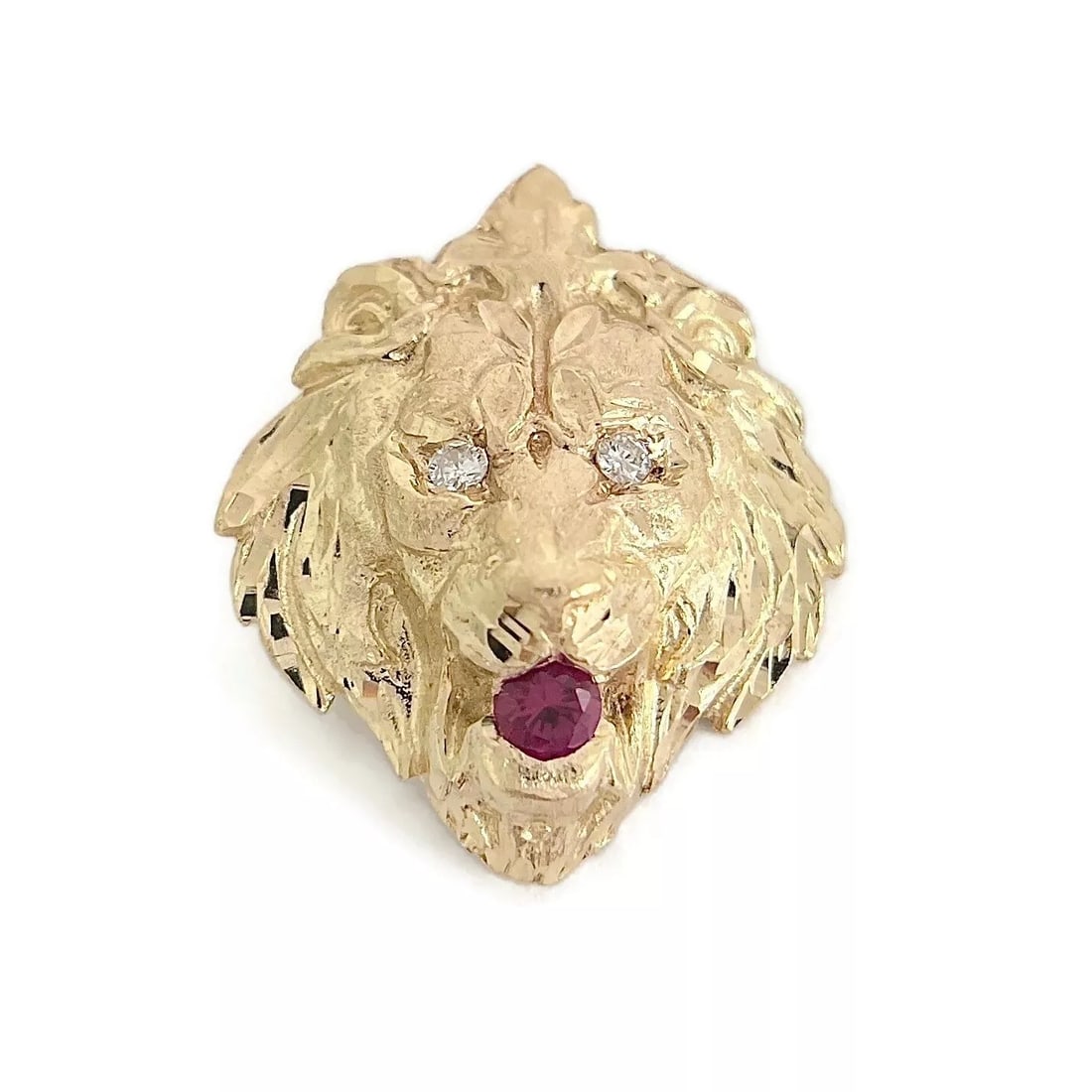 Vintage Diamond Lion Head Pendant Charm 12K Yellow Gold 7.77 Grams (1 of 6)