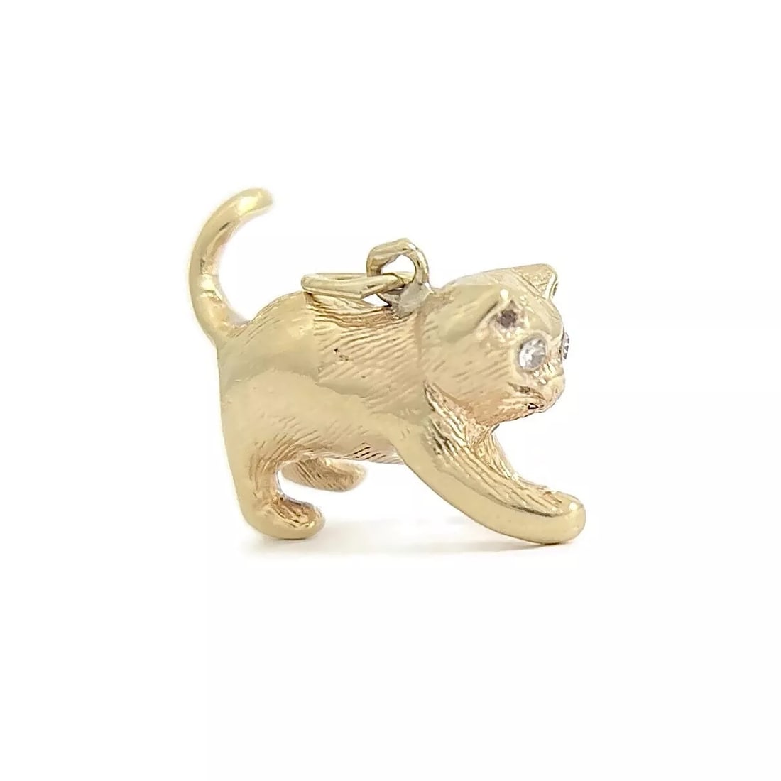 Vintage Playful Kitty Cat Charm 12K Yellow Gold, 4.10 Grams (1 of 12)