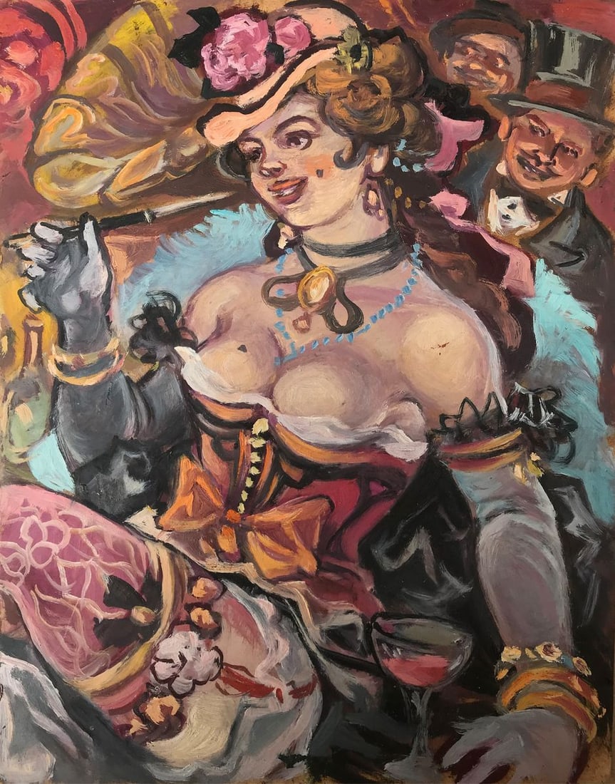 Oil painting At the ball Alexander Arkadievich Litvinov: №AAA2312 This gorgeous oil painting captures the fun and excitement of a ball in full swing. The central figure is a beautiful young woman, caught in the throes of laughter and dancing. She is d